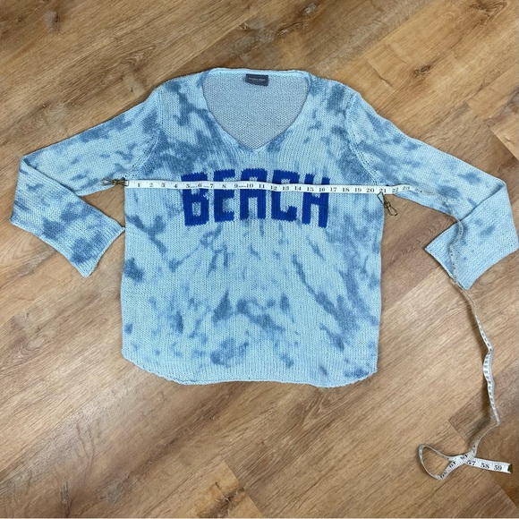 Wooden Ships Beach Lightweight V Neck Tie Dye Blue Sweater Small / Medium - Picture 11 of 14